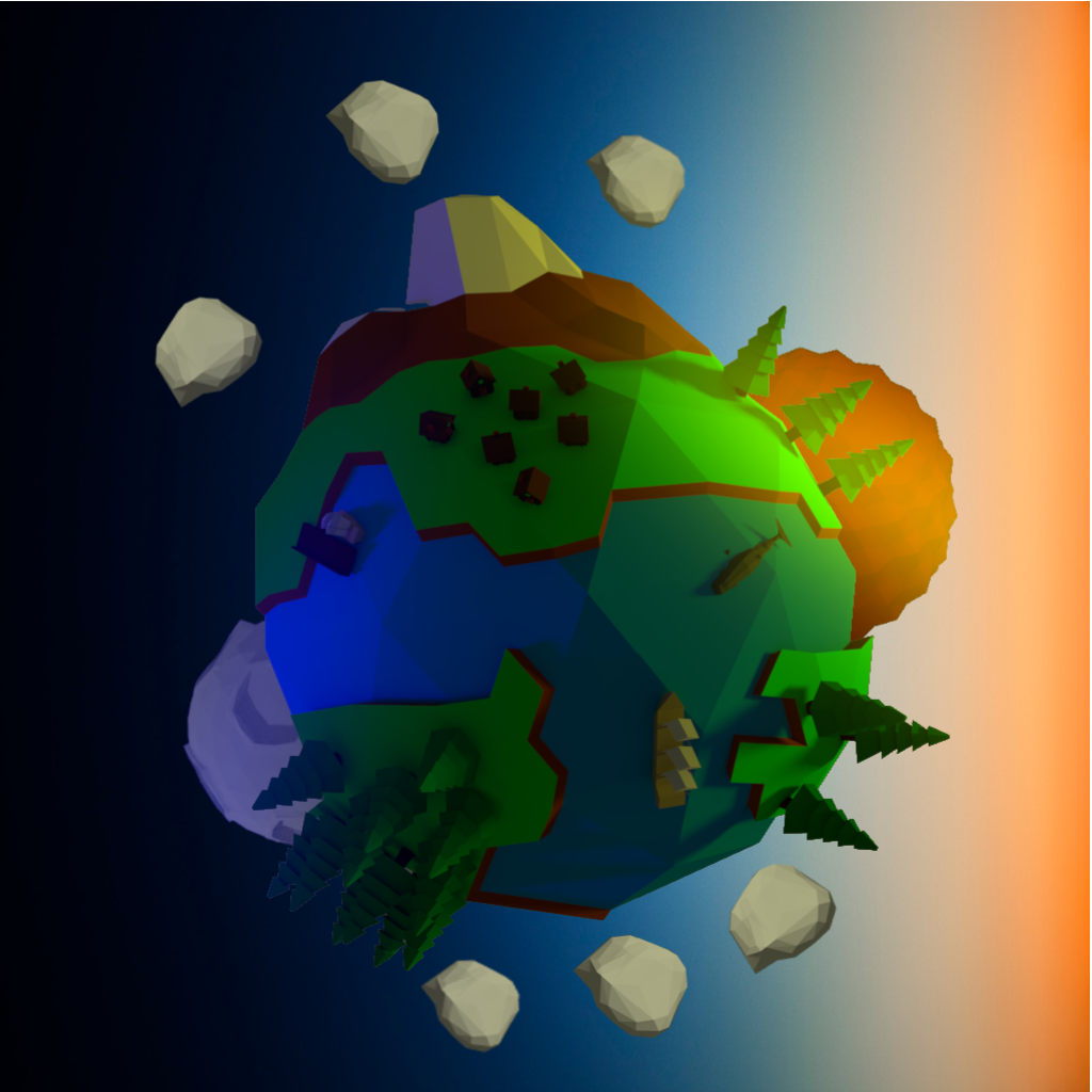 Neon Low Poly Planet - Blender + Gimp